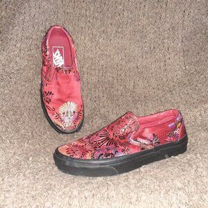 VANS-Classic Slip-On Festival Satin-Red-Size 5.5-Excellent